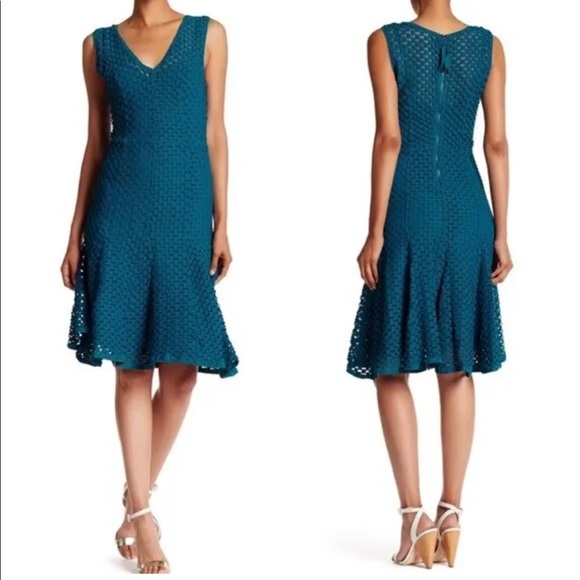 Tracy Reese Dresses & Skirts - Anthropologie Tracy Reese Teal Blue Godet Knit Dress Fit Flare size Small